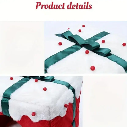 Corduroy pet bed for cats and small dogs with festive holiday design