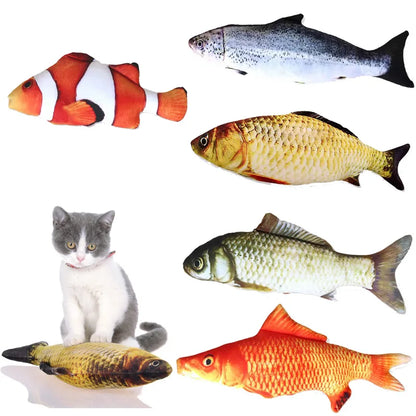 Realistic fish-shaped catnip toy for interactive play and fun