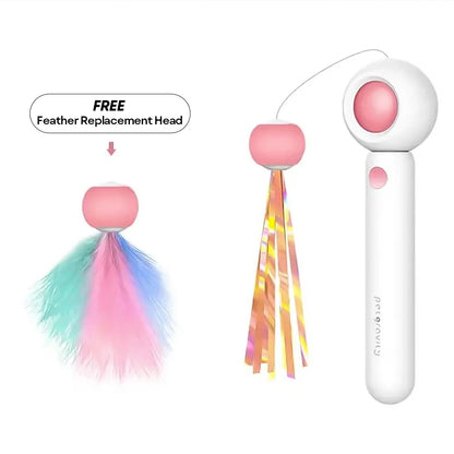 Cat playing with interactive gravitational teaser laser wand