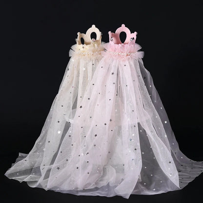 Elegant wedding crown with veil for small dogs and cats – pet bridal headdress