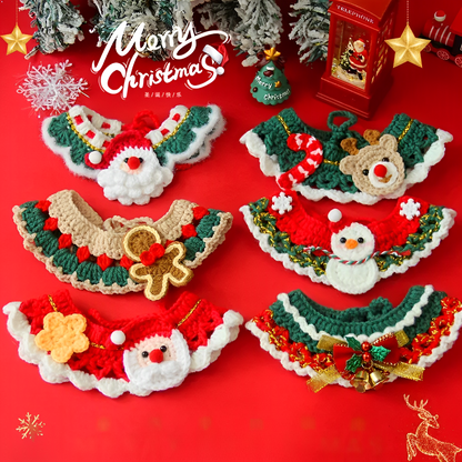 Christmas pet scarf collar with festive bow for cats and small dogss
