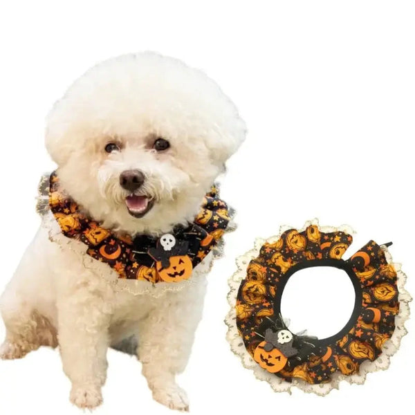 Halloween Pumpkin Pet Scarf – Soft and Festive Accessory for Cats and Dogs