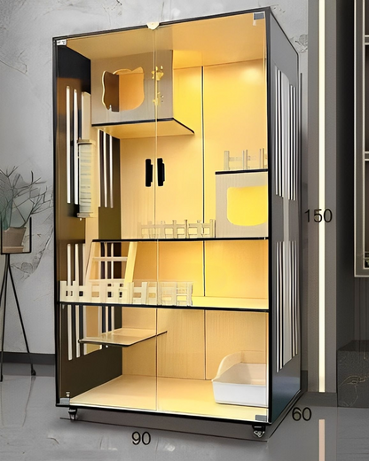 Handcrafted Wooden Cat Villa, Luxury Cat House, Multi-Level Cat Villa for Cats