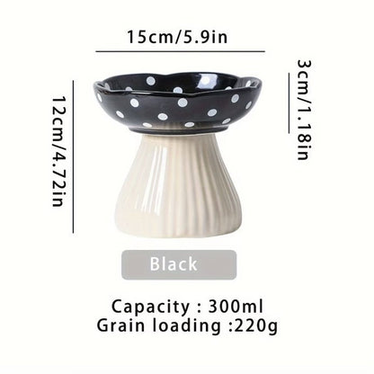 elevated ceramic cat bowl for food and water