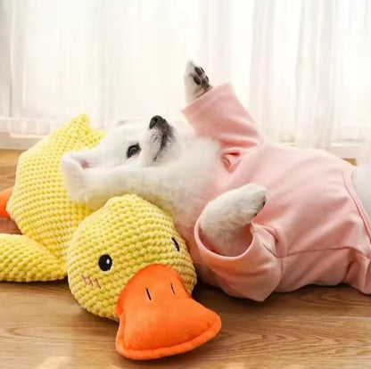 Soft calming duck plush toy for dogs and cats with wool fabric – anti-anxiety cuddle toy