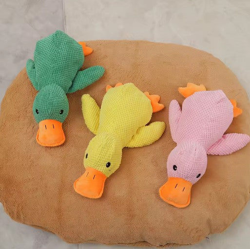 Soft calming duck plush toy for dogs and cats with wool fabric – anti-anxiety cuddle toy