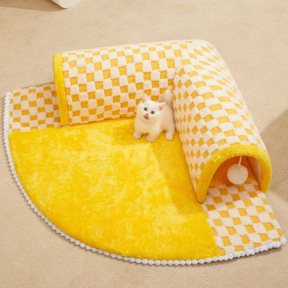 Tunnel cat nest cozy warm bed for winter with removable washable cushion