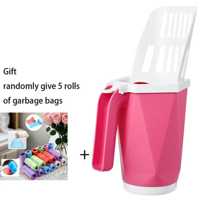 Cat litter scoop with built-in trash can for quick and hygienic waste disposal