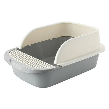 Large semi-enclosed cat litter box with high sides and deodorizing function