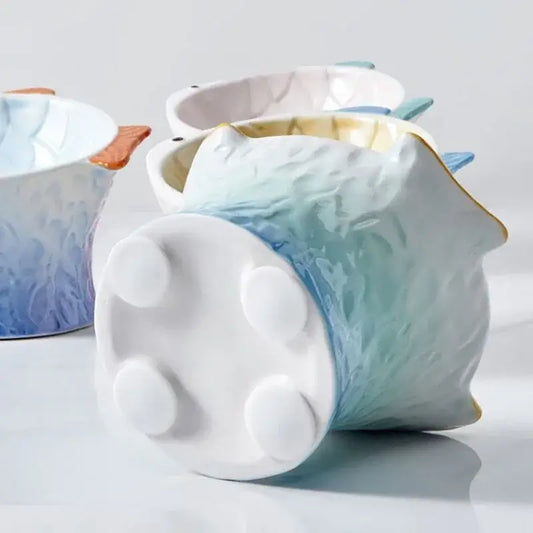 Elegant ceramic pet bowl for cats and dogs with anti-skid bottom.