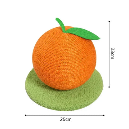 Fruit-shaped cat scratching ball toy with sisal climbing frame