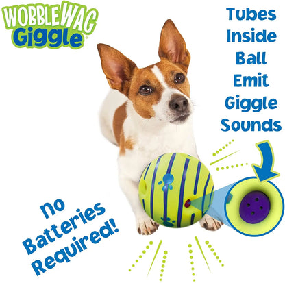 Wobble Wag Giggle Glow Ball toy with giggle sounds and glow-in-the-dark feature for interactive fun with dogs of all sizes.