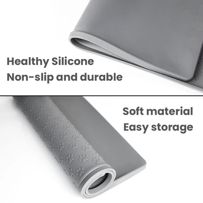 Dog eating on waterproof silicone pet feeding placemat