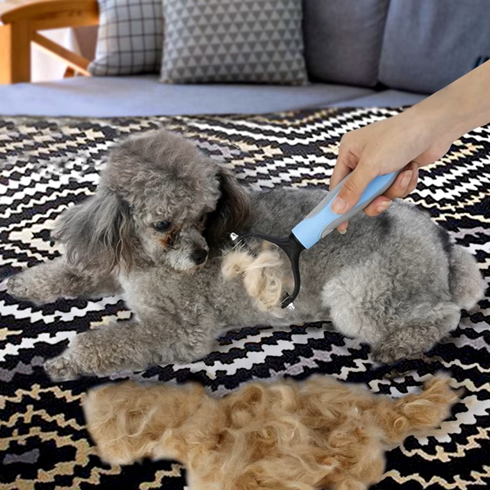 Pet fur knot cutter brush for deshedding and grooming dog and cat coats