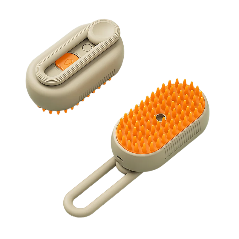 Pet Steam Brush for grooming, detangling, and hair removal for cats and dogs with steam spray function