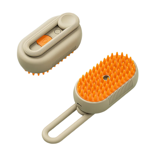 3-in-1 pet grooming steam brush with hair removal and massage for dogs and cats