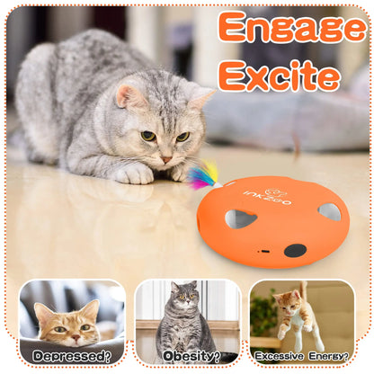 Smart interactive cat toy with feather popping game and rechargeable battery