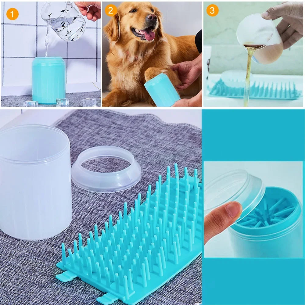 Soft silicone pet paw cleaner cup for cats and dogs, portable and easy to use for quick paw cleaning