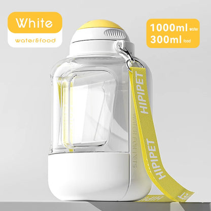 Portable dog travel water bottle with food container – ideal for hiking and trips