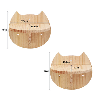 Wall-mounted cat shelf with sisal scratching posts and multi-level steps
