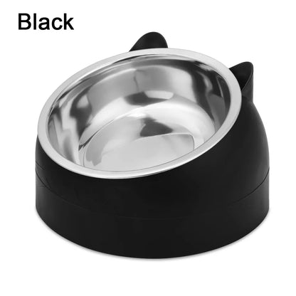 Elevated stainless steel pet bowl for dogs and cats with anti-slip base