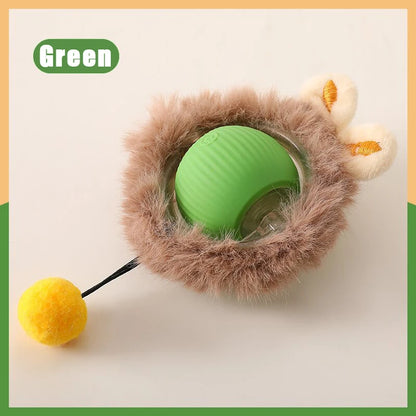 Rechargeable interactive cat toy ball with motion-activated play and smart rolling modes for indoor cats
