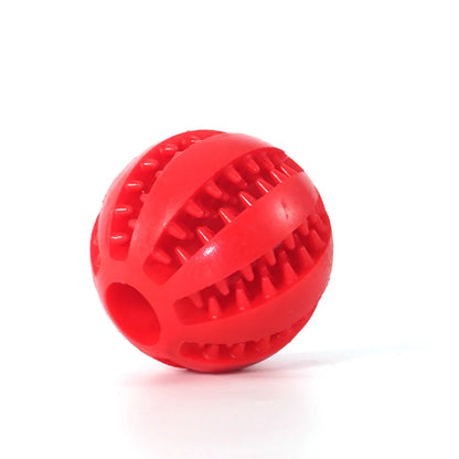 Natural rubber chew ball for dogs promoting dental hygiene and interactive pla