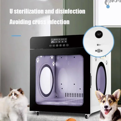 Portable smart pet drying box for quiet, efficient pet grooming