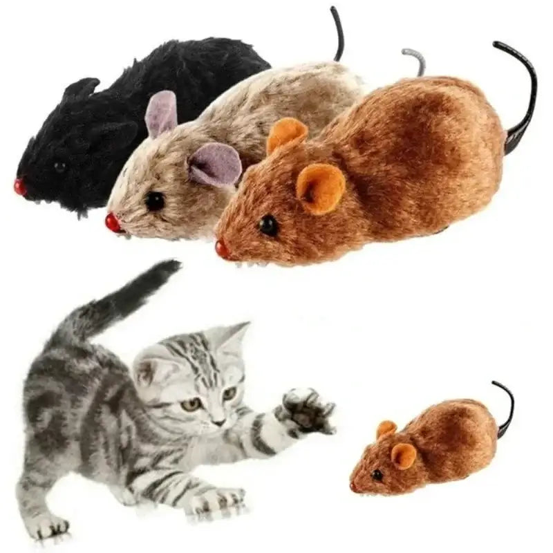 Wind Up Plush Mouse Toy for Cats – Interactive Cat Teaser for Halloween & Christmas