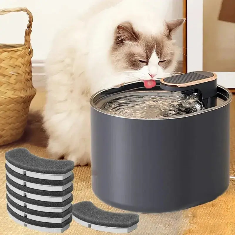 3L Auto Cat Water Fountain with dual outlet flow, promoting healthy hydration for cats, featuring noise-free operation and a 24-hour filtration system.