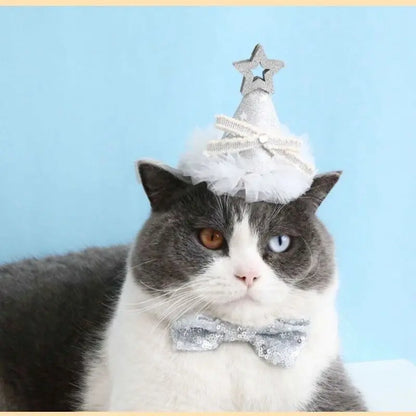 Elegant wedding crown with veil for small dogs and cats – pet bridal headdress