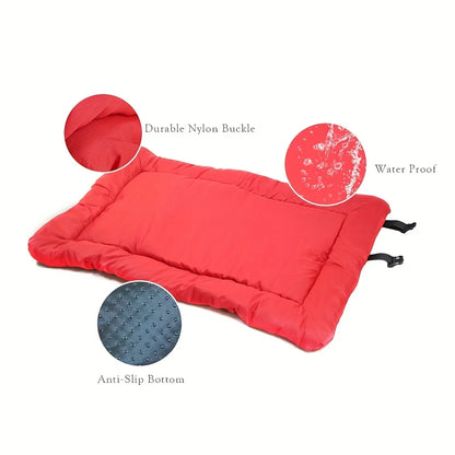 Waterproof anti-slip dog bed cushion ideal for home, crate, or outdoor use, featuring durable fabric and non-slip base for dry, secure rest.