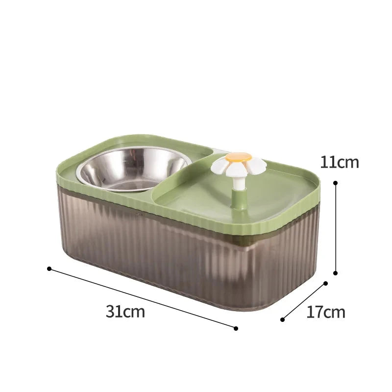 Pet Automatic Drinker and Feeding Bowl - Recirculating Water Dispenser for Cats and Dogs