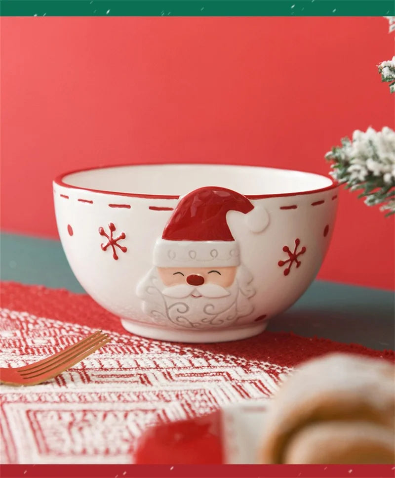 Festive Nordic Santa Claus ceramic pet bowl for Christmas, featuring durable and stylish designs for cats and dogs.