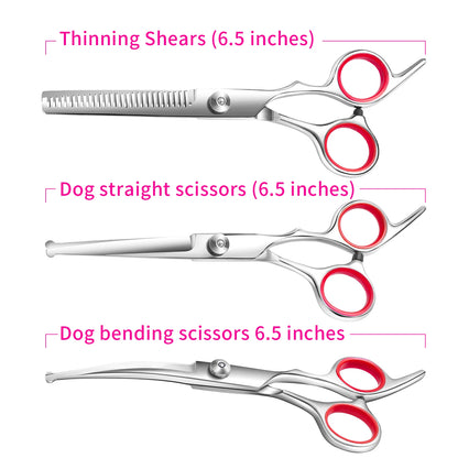 Stainless steel pet grooming scissors set for cats and dogs with comb and trimming tools