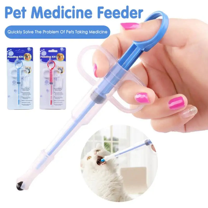 Gentle pet pill applicator syringe for safely administering medication to dogs and cats