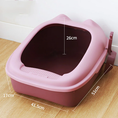 Semi-enclosed cat litter box with high border, easy to clean, and private space for cats
