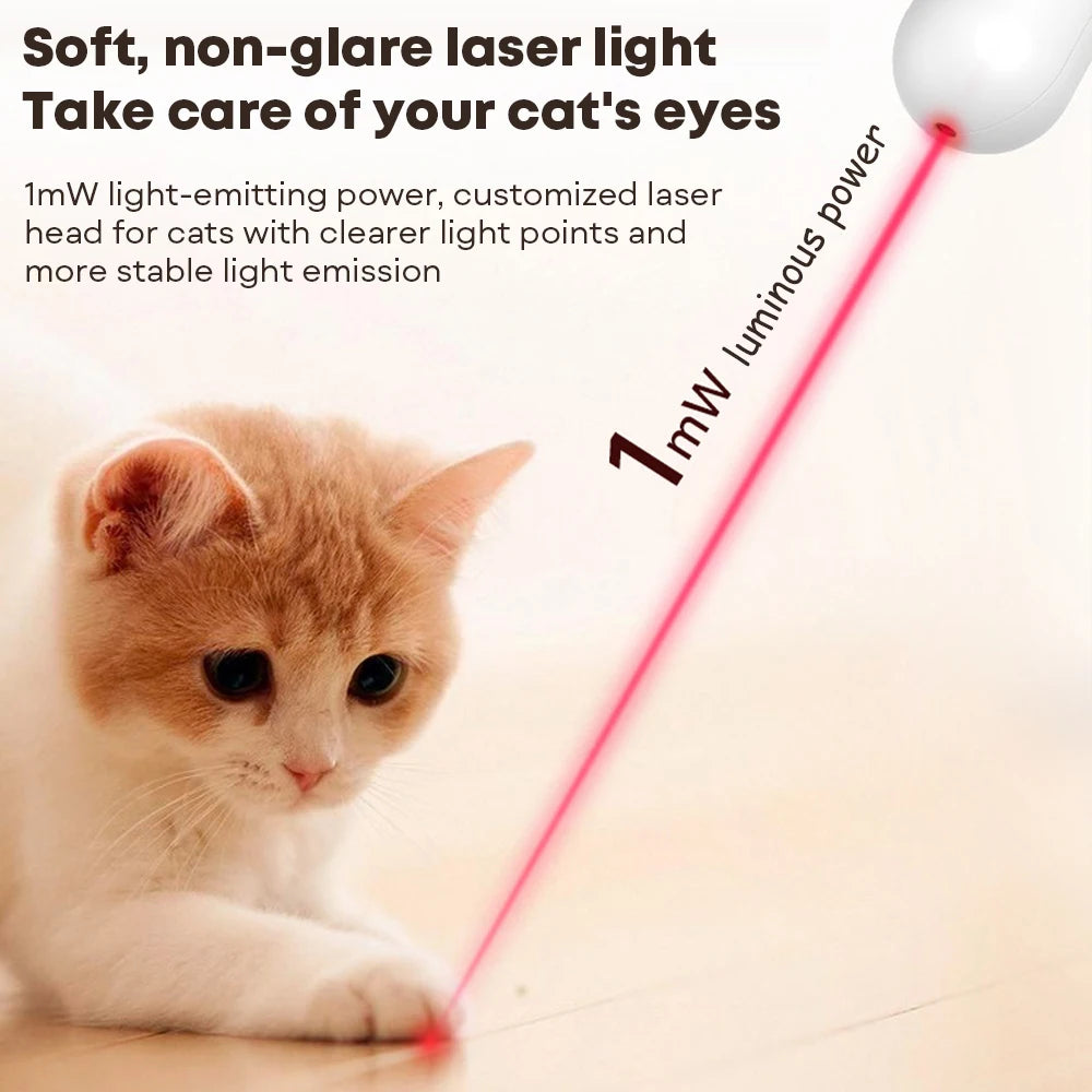 Interactive gravitational cat teaser with laser wand for engaging and safe play, designed for stimulating activity in cats.