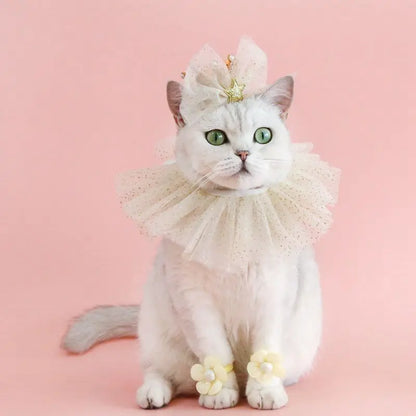 Elegant wedding crown with veil for small dogs and cats – pet bridal headdress