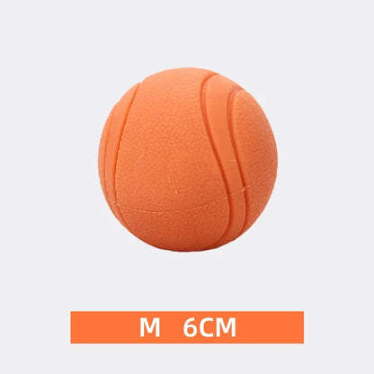 Durable red rubber dog ball made from TPR, designed for strong chewers and active dogs, available in multiple sizes.