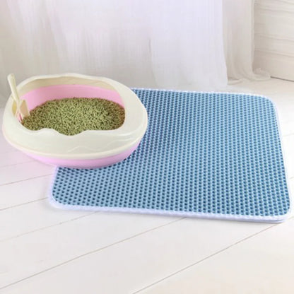 Double layer cat litter mat with honeycomb top and waterproof base