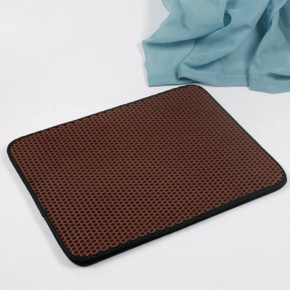 Double layer cat litter mat with honeycomb top and waterproof base