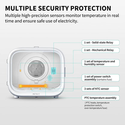 Automatic pet drying box for cats and small dogs with temperature and air settings for stress-free grooming