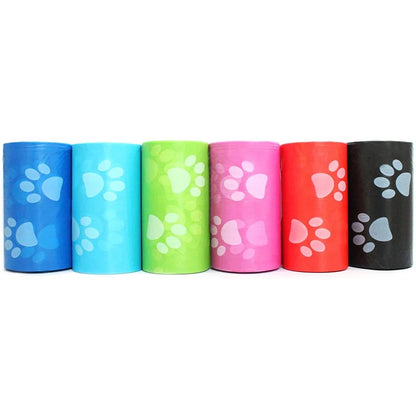 Rolls of scented dog poop bags with eco-friendly label