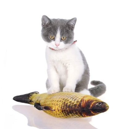 Realistic fish-shaped catnip toy for interactive play and fun