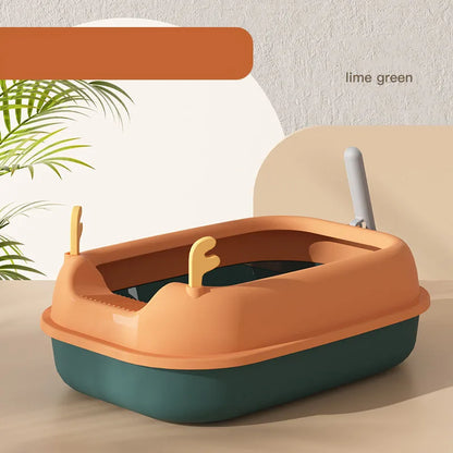 Semi-enclosed cat litter box with antler design, high border anti-splash, and privacy for cats