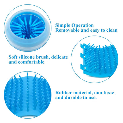 Silicone pet foot wash cup with soft bristles for cleaning dog and cat paws