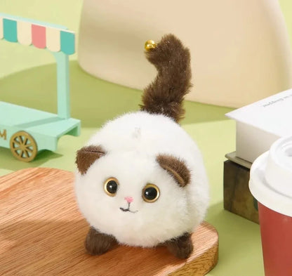 Tow Tail Plush Cat Doll with wagging tail, soft interactive toy for pets and cat lovers
