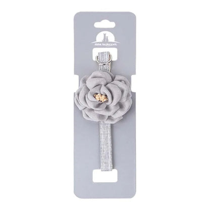 Adjustable bow tie pet collar with floral accent for cats and small dogs