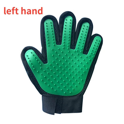 Pet grooming massage glove with soft silicone tips for cats and dogs